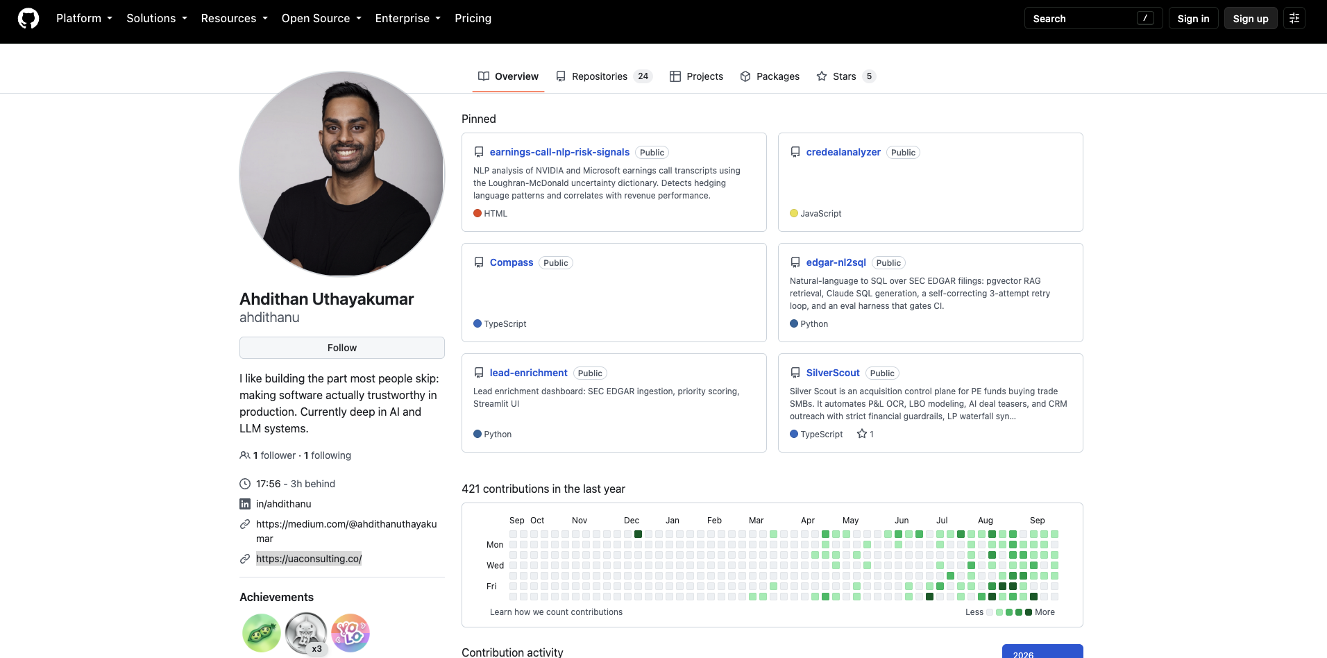 Ahdi GitHub portfolio contributions forward deployed engineer 2026