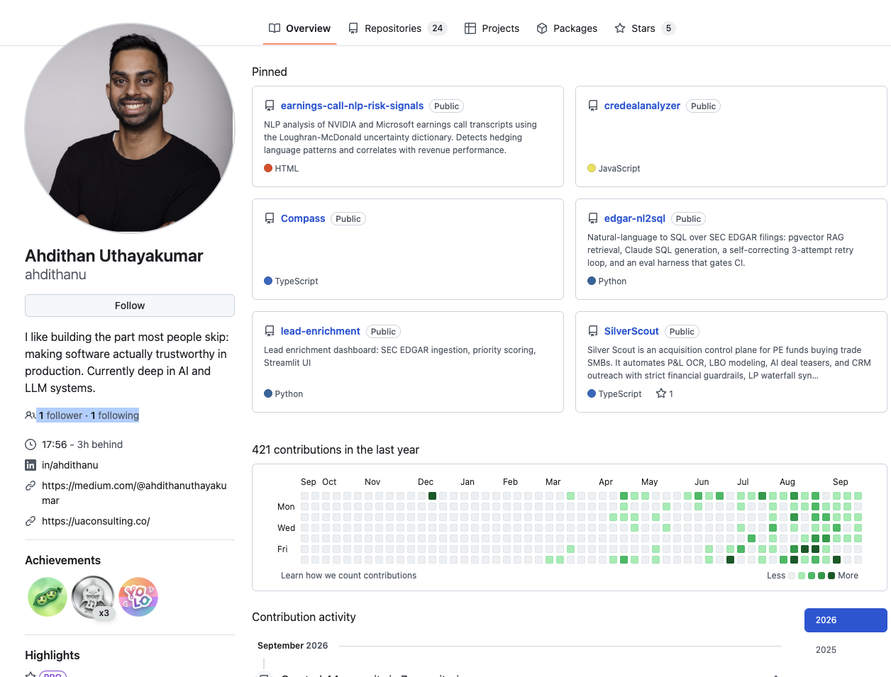Ahdi GitHub portfolio contributions forward deployed engineer 2026