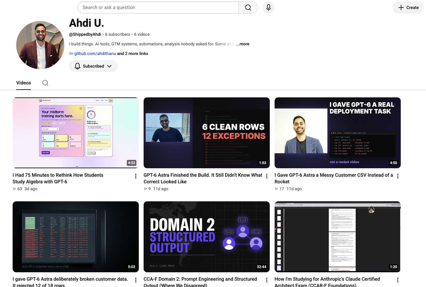 Ahdi YouTube channels forward deployed engineer PM job search content creator 2026
