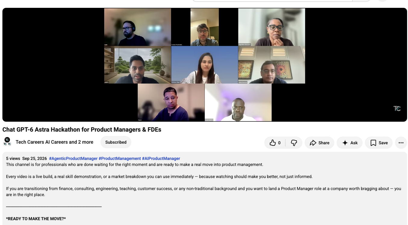 Ahdi YouTube channels forward deployed engineer PM job search content creator 2026
